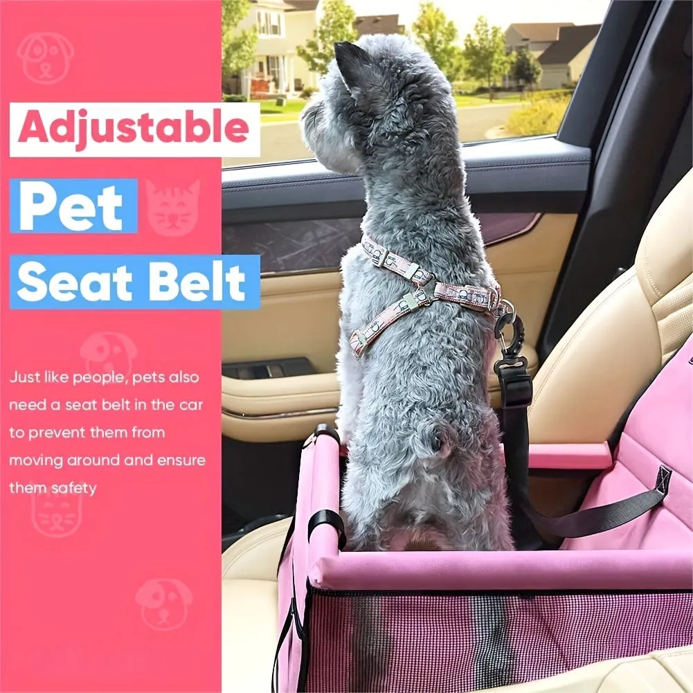 Portable Pet Car Booster Seat with Seat Belt and Leash