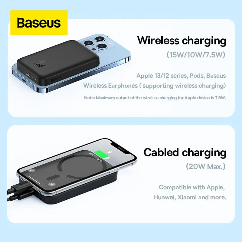 Power Bank Baseus Magsafe 6000mAh 20W Wireless Phone Charger External Battery Fast Charging For iPhone 14 13 12 Series Powerbank