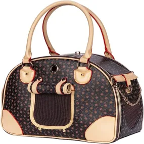 PU Leather Pet Carrier Handbag With Good Air Circulation