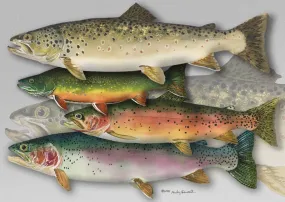 "School Colors" - Ltd. Ed. (400) paper/canvas Giclée art print of a watercolor of the grand slam of trout!