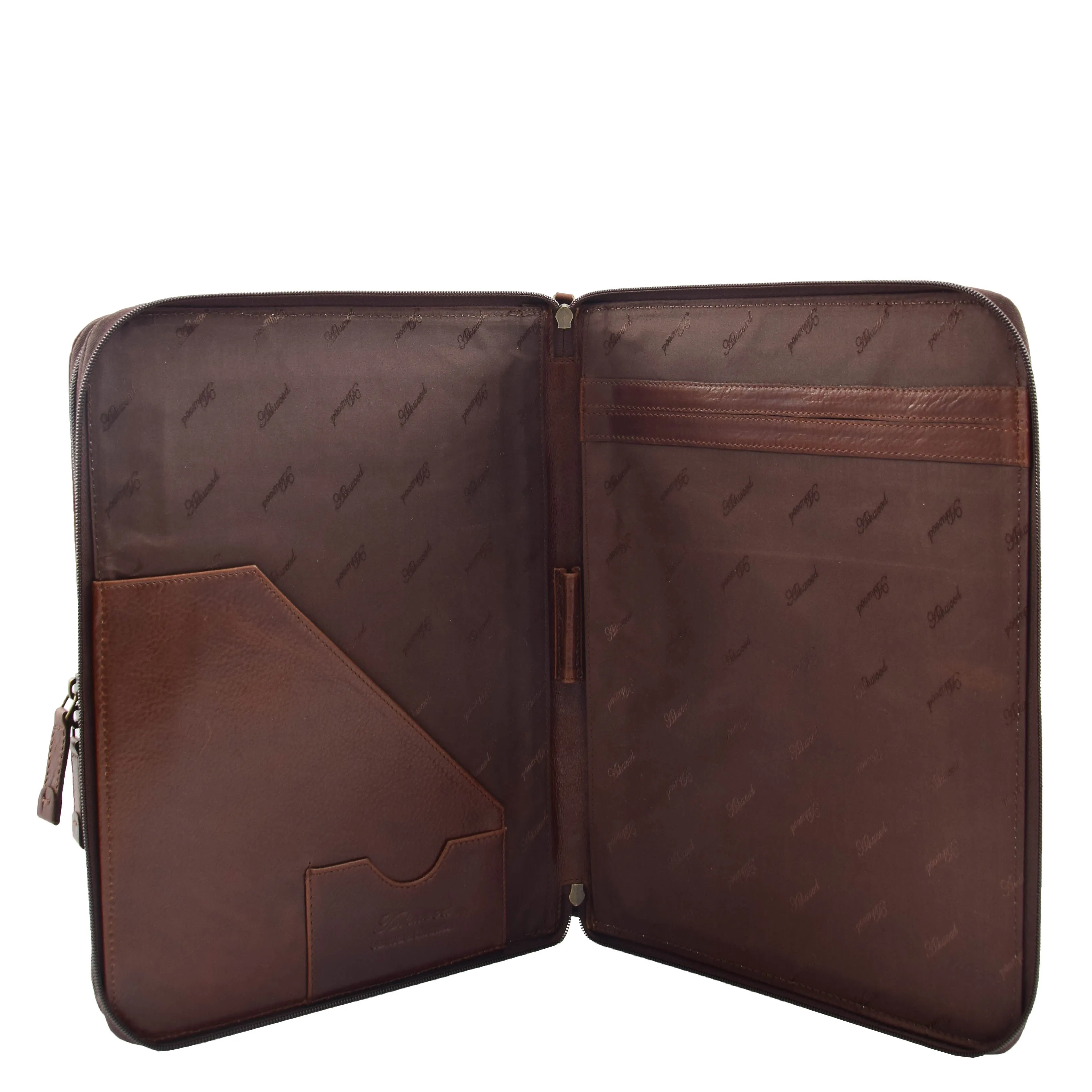 Real Brown Leather Folio Case A4 Document Underarm Conference Bag Ben