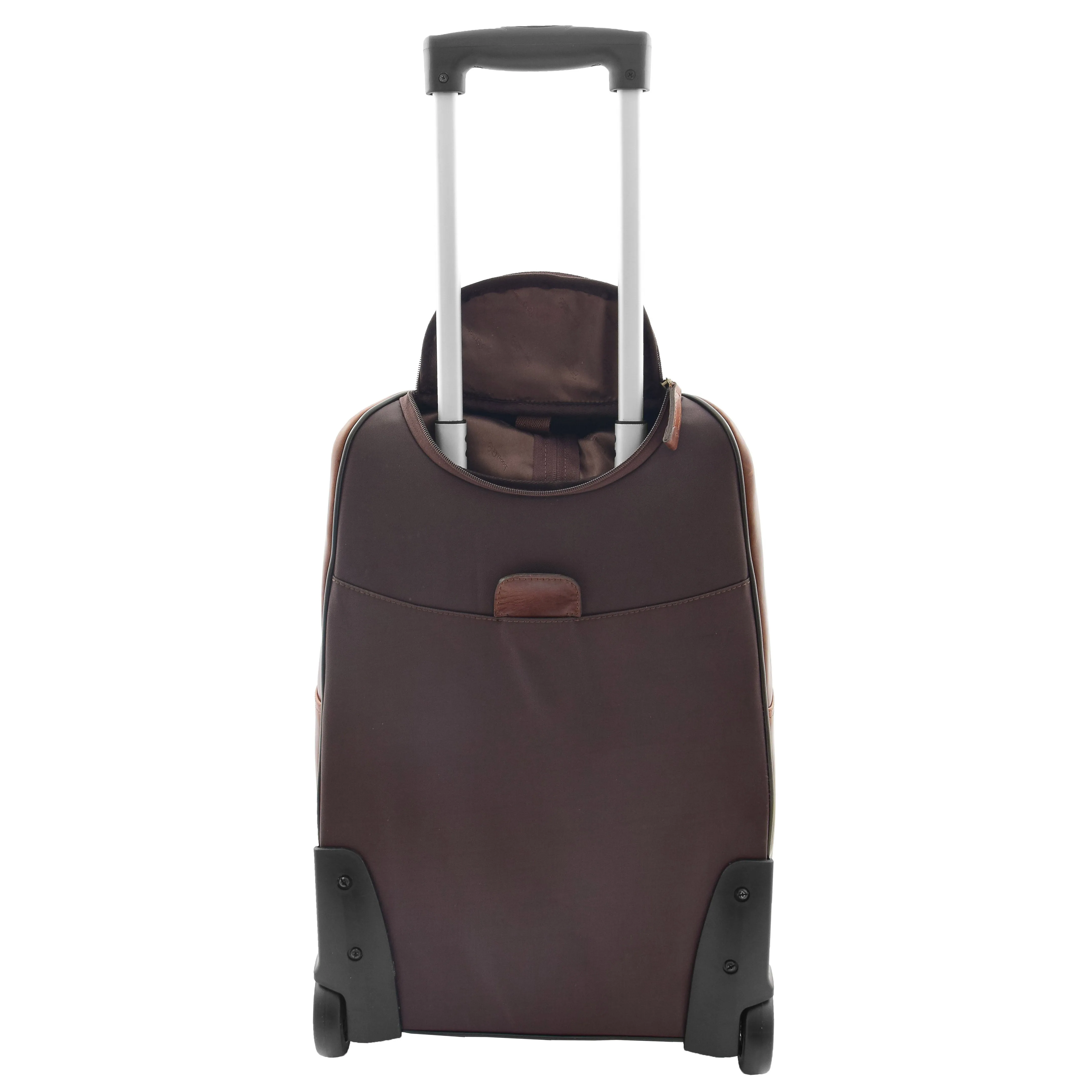 Real Leather Cabin Suitcase Wheeled Trolley Newton Brown