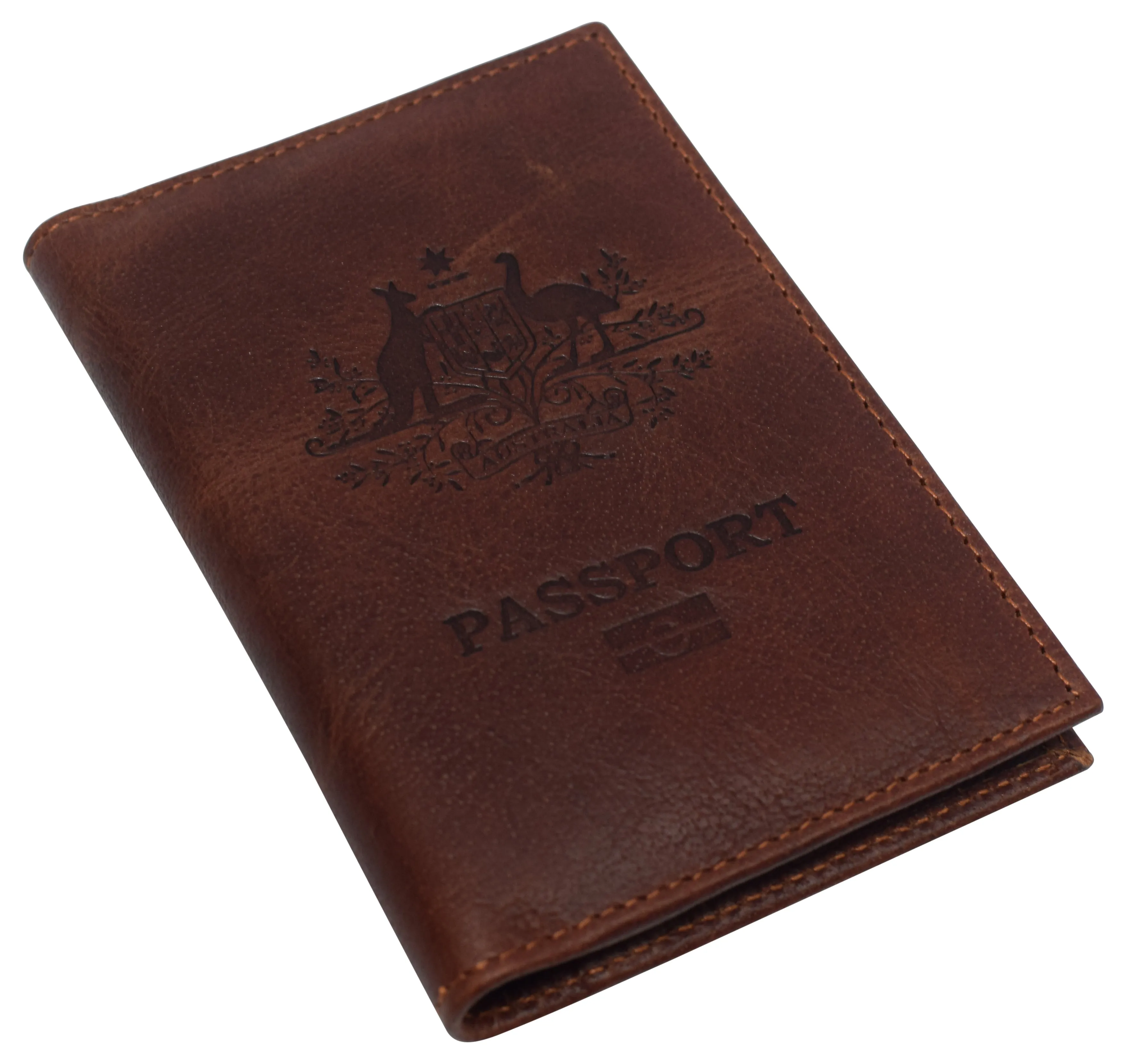 Real Leather RFID Blocking Travel Passport Holder with Vaccine Card Slot