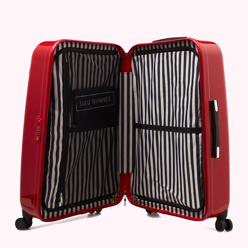 RED LIPS LARGE HARDSIDED SPINNER CASE