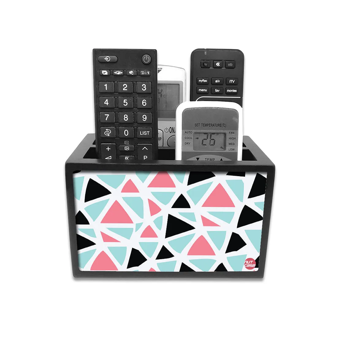 Remote Control Stand Holder Organizer For TV / AC Remotes -  Triangles Pattern