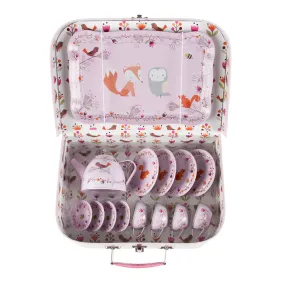 RJB Stone Woodland Friends Picnic Box Tea Set Pink