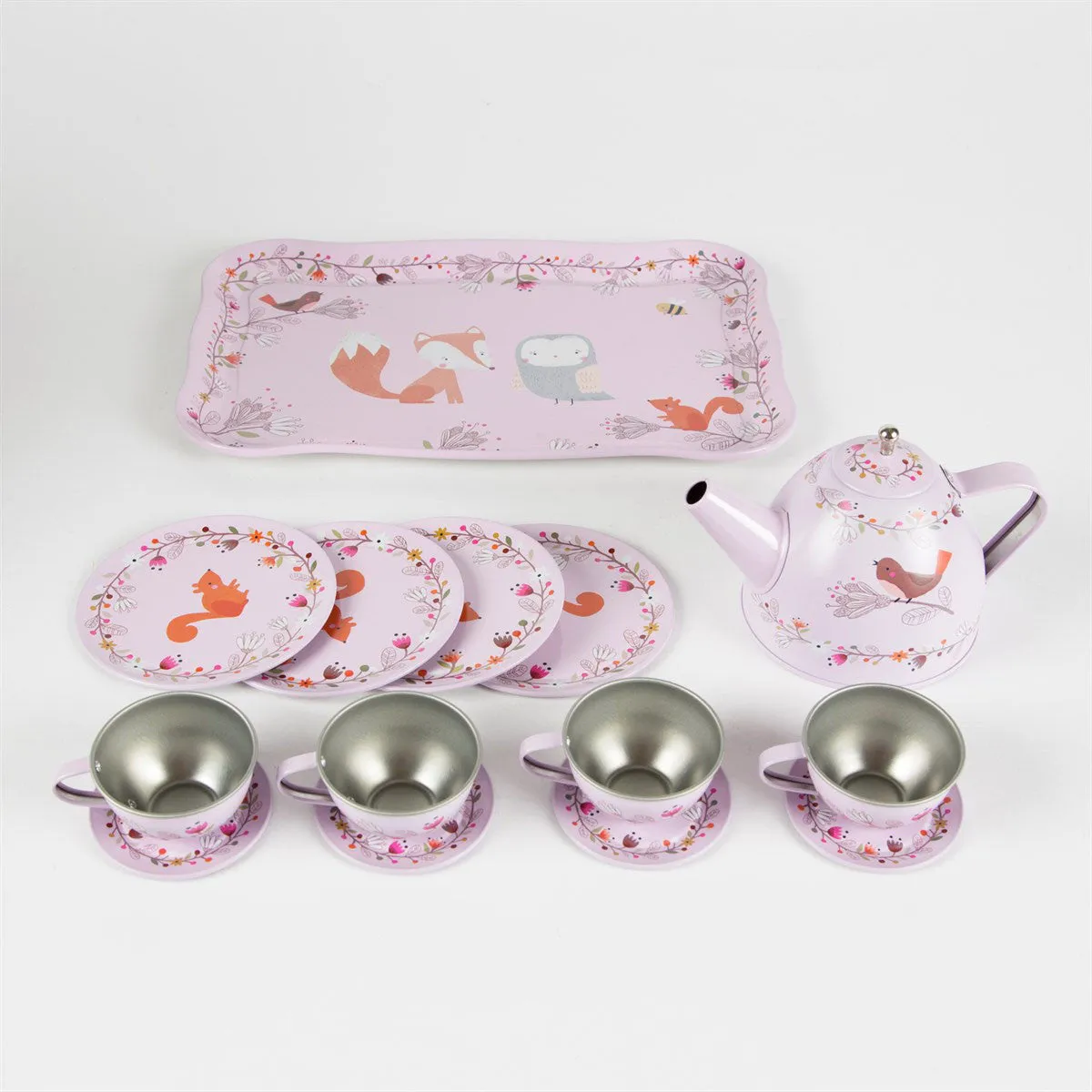 RJB Stone Woodland Friends Picnic Box Tea Set Pink