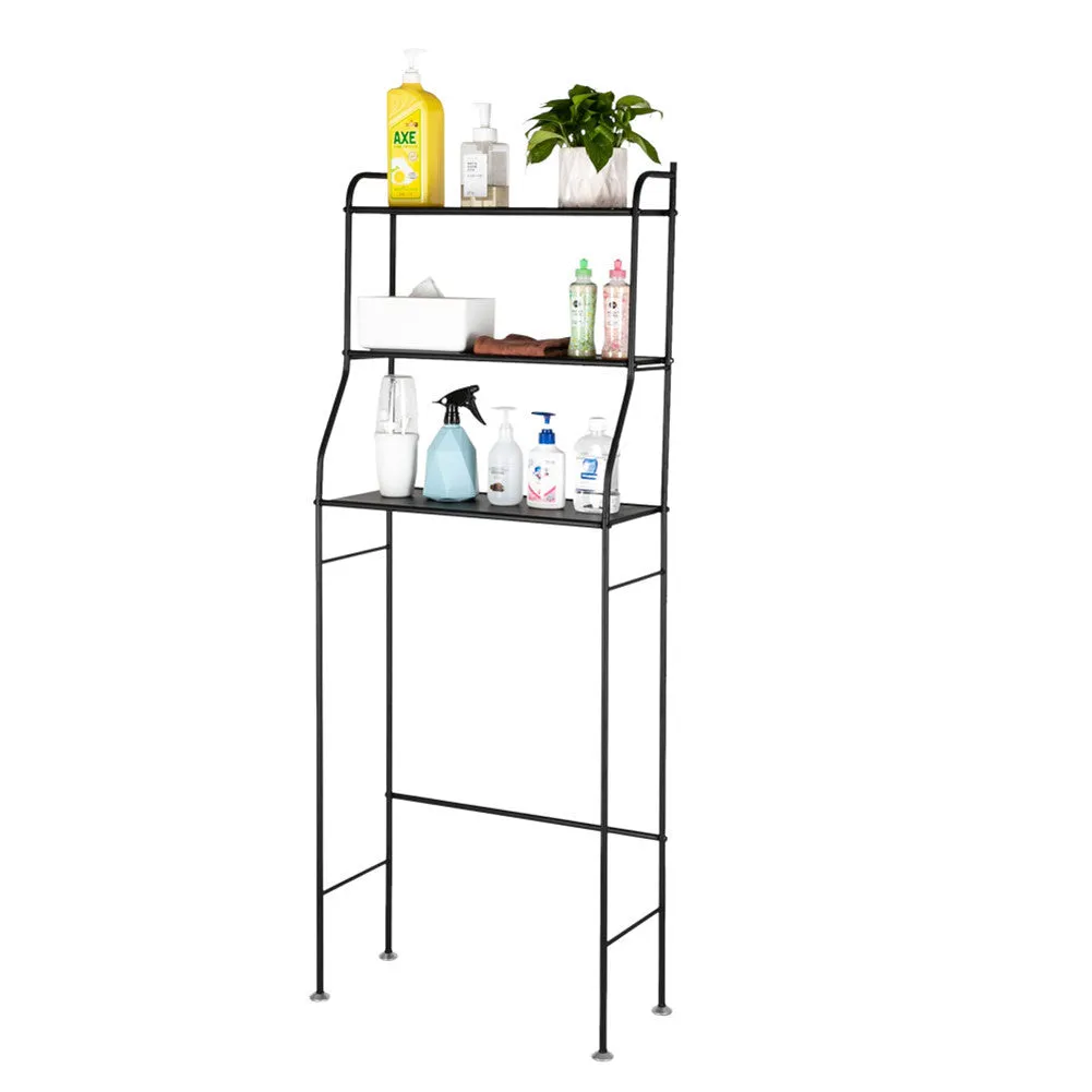 RONSHIN 3-tier Bathroom Storage Rack for Towels Toiletries Toilet Organizer Black