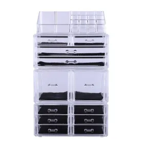 RONSHIN 4Pcs/Set Makeup Organizer Plastic Cosmetic Storage Drawers Display Box Transparent