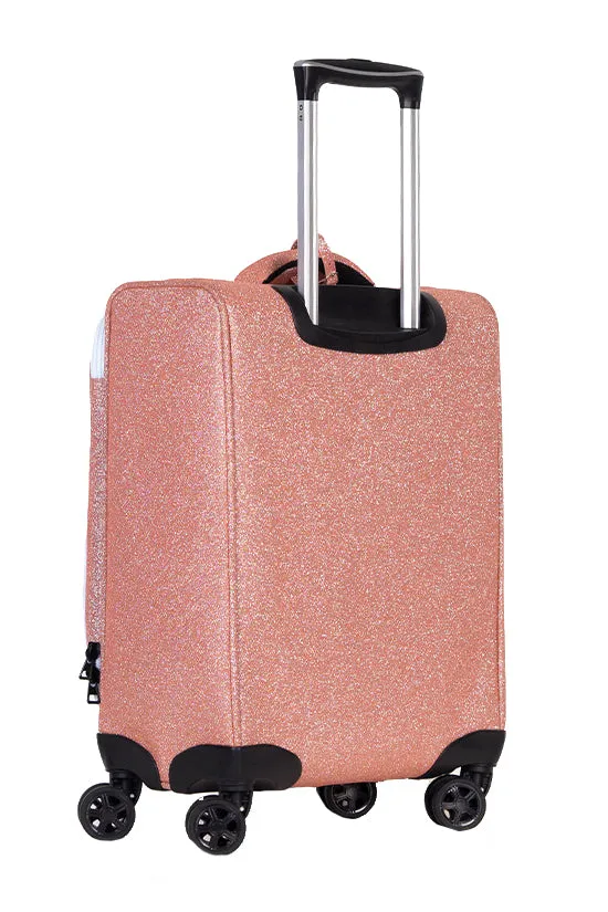 Rose Gold Rebel Dream Luggage with White Zipper