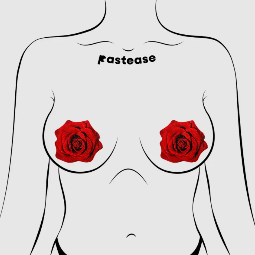 Rose: Red Blooming Rose Nipple Pasties