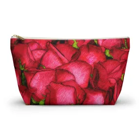 Rose Side Bag Valentines Day Gift For Her Makeup Bag Red Toiletry Accessory Pouch w T-bottom