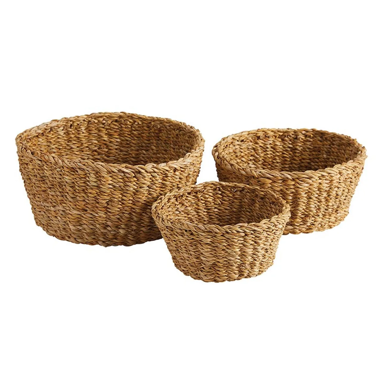 Set of 3 Seagrass Round Storage | Wicker Baskets Gift Containers