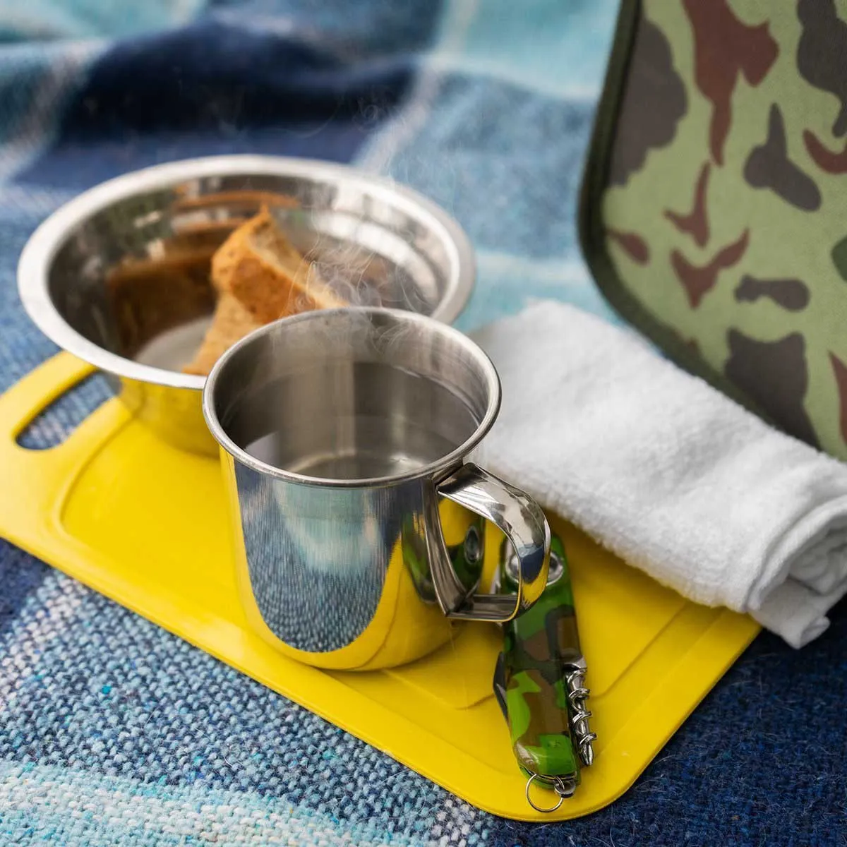 Stainless Steel Picnic Set in Camo Bag for Two Persons