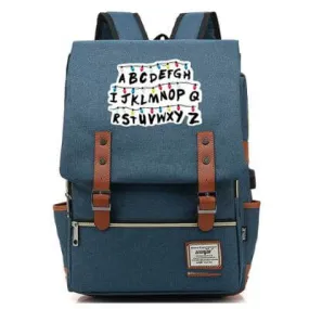 Stranger Things Backpack College School Bag Laptop Daypack(Black USB)