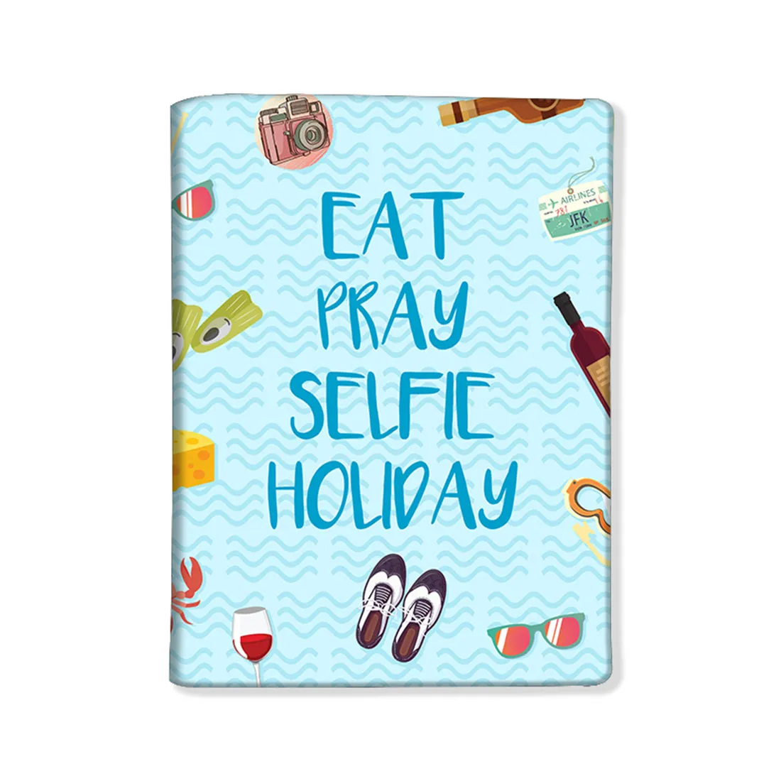 Stylish Passport Holder Travel Case With Luggage Tag Set - Eat Pray Selfie Holiday