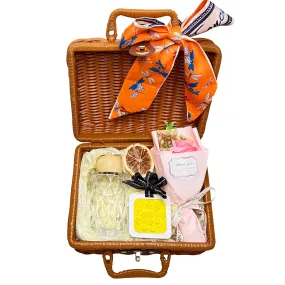 Stylish Suitcase Gift Set with Flower Petal Ornament, Reed Diffuser & Soap Flower Keepsakes