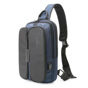 THE CLOWNFISH Single Shoulder Water Resistant Antitheft Crossbody Bag Chest Bag External USB Interface Single Shoulder Bag Chest Pack (Blue)