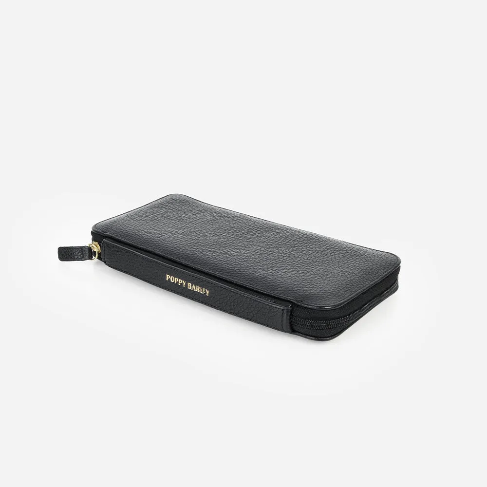 The Flying Solo Passport Holder Black Micro Pebble