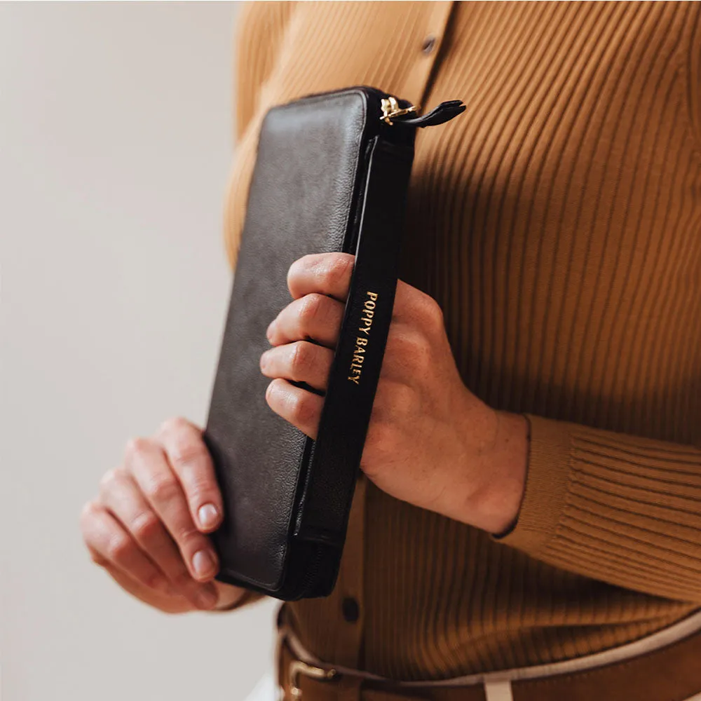 The Flying Solo Passport Holder Black Micro Pebble