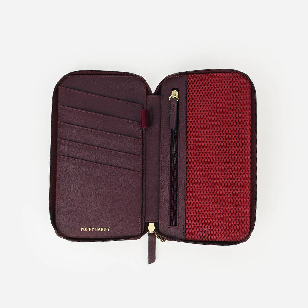 The Four Person Family Passport Holder Aubergine Micro Pebble