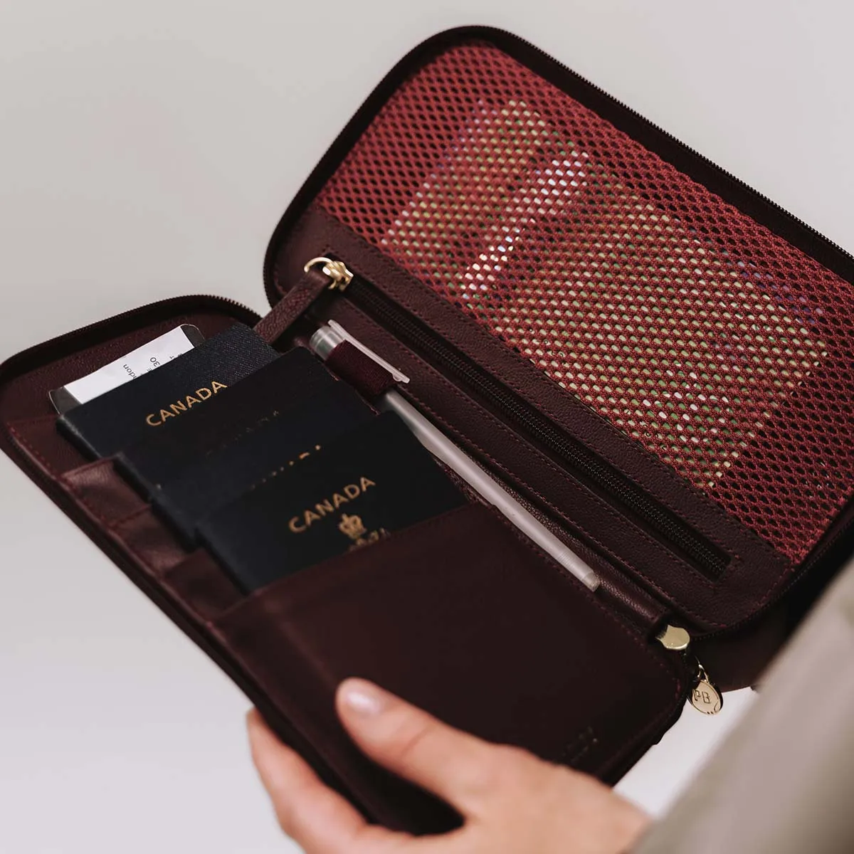 The Four Person Family Passport Holder Aubergine Micro Pebble