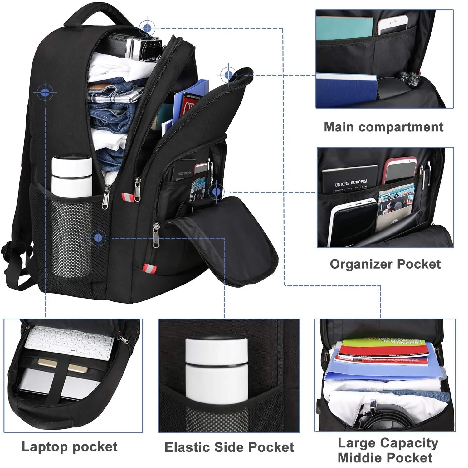 Travel Laptop Backpack | Extra Large Anti Theft College School Backpack for Men and Women | Back