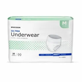 Unisex Adult Absorbent Underwear McKesson Ultra Pull On with Tear Away Seams Medium Disposable Heavy Count of 4 By McKesson