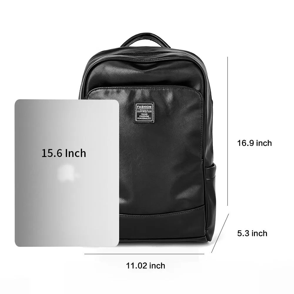 Versatile 15.6'' Leather Laptop Backpack