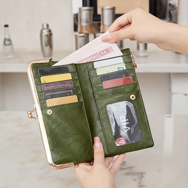 Vintage MultiFunctional Long Wallet for Women  Zipper Card Holder