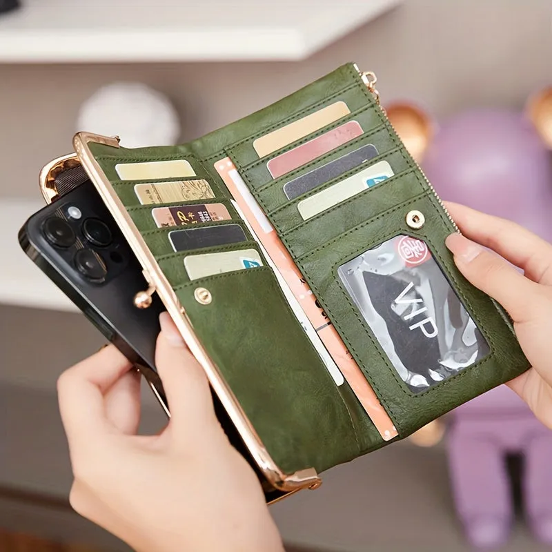 Vintage MultiFunctional Long Wallet for Women  Zipper Card Holder