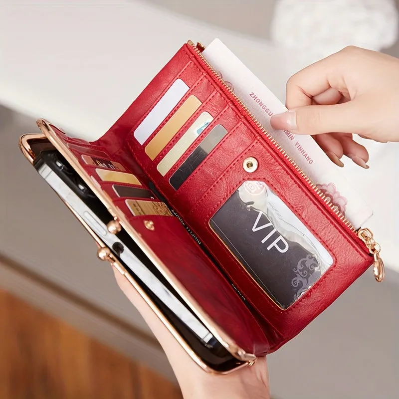 Vintage MultiFunctional Long Wallet for Women  Zipper Card Holder