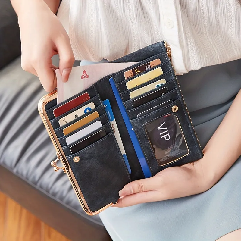 Vintage MultiFunctional Long Wallet for Women  Zipper Card Holder