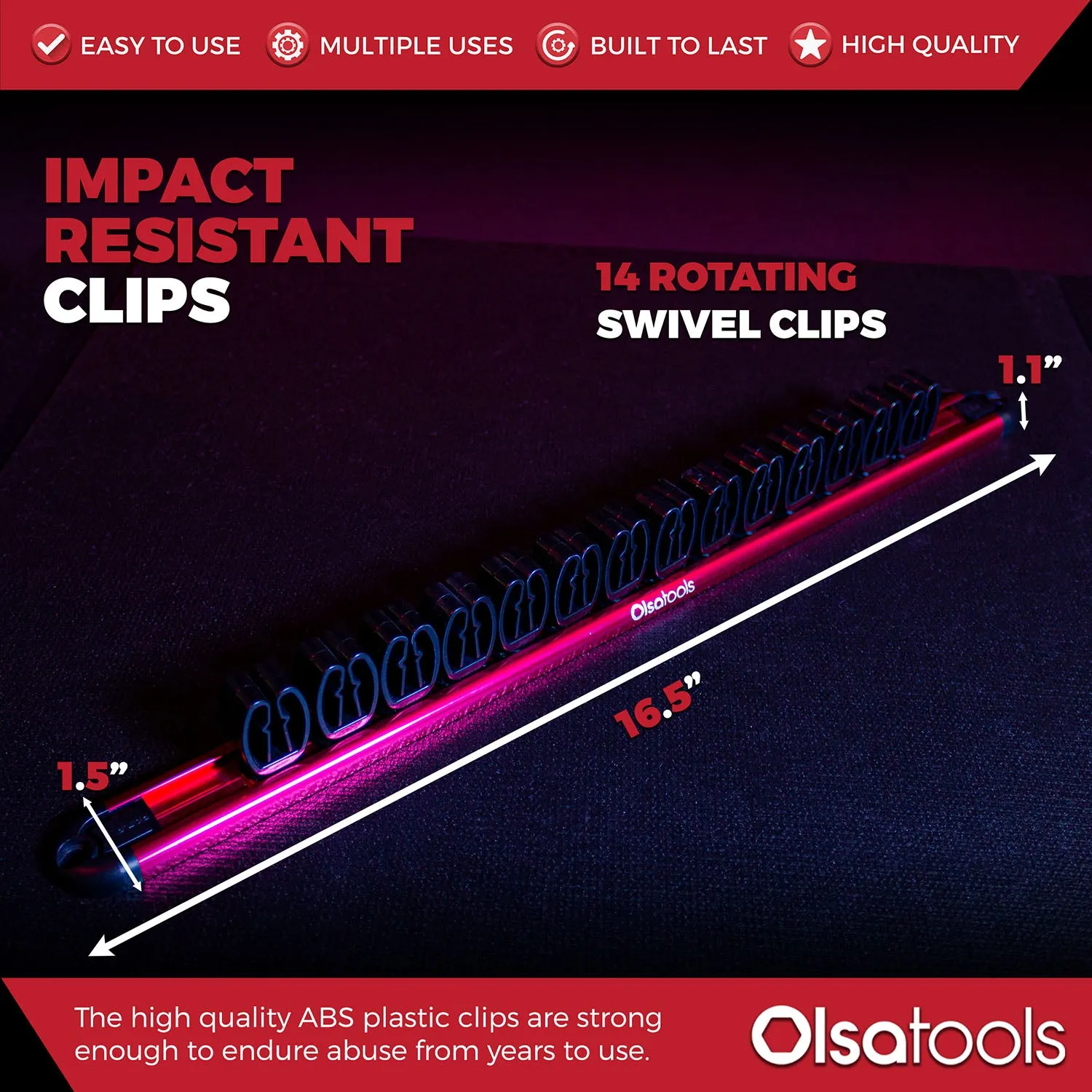 Wall Mount Wrench Organizer With Rotating Clips