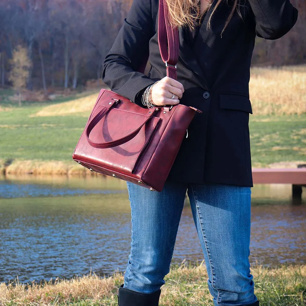 Washable Traditional Leather Tote with Built-In Wallet