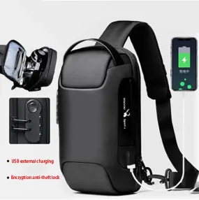 Waterproof USB Anti-theft Bag Men Oxford Crossbody Shoulder Bag Sling Multifunction Short Travel Messenger Chest Pack