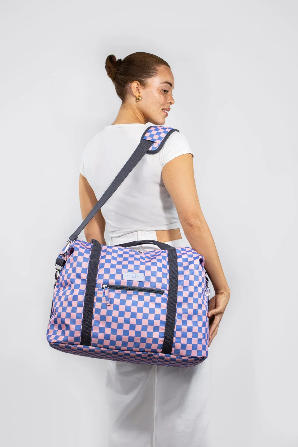 Weekender Bag | Checkerboard Blue & Pink