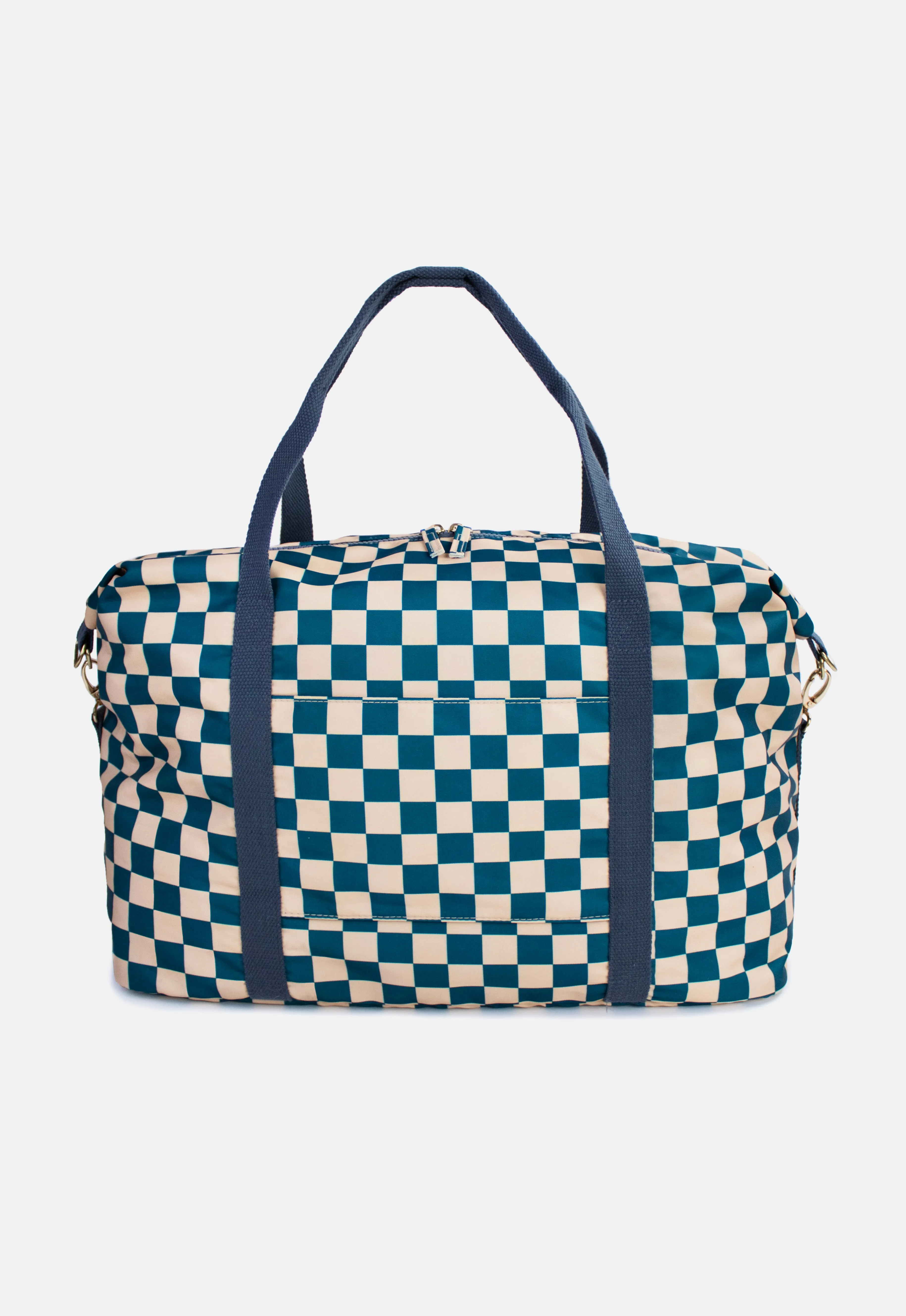 Weekender Bag | Checkerboard Teal & Beige