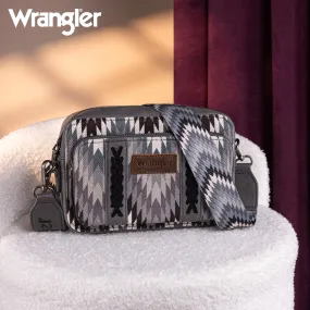 WG2211-3003  Wrangler Southwestern Pattern Dual Sided Print Crossbody Purse With Wallet Compartment - Grey