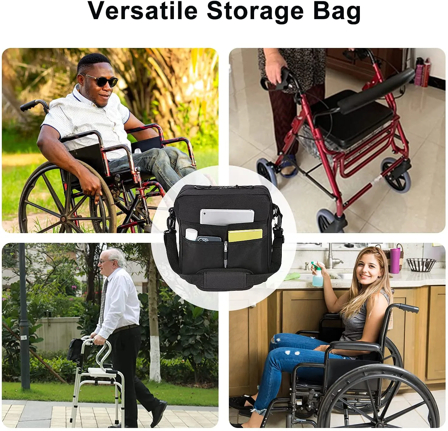 Wheelchair Walker Scooter Transport Chairs Rollator Bag