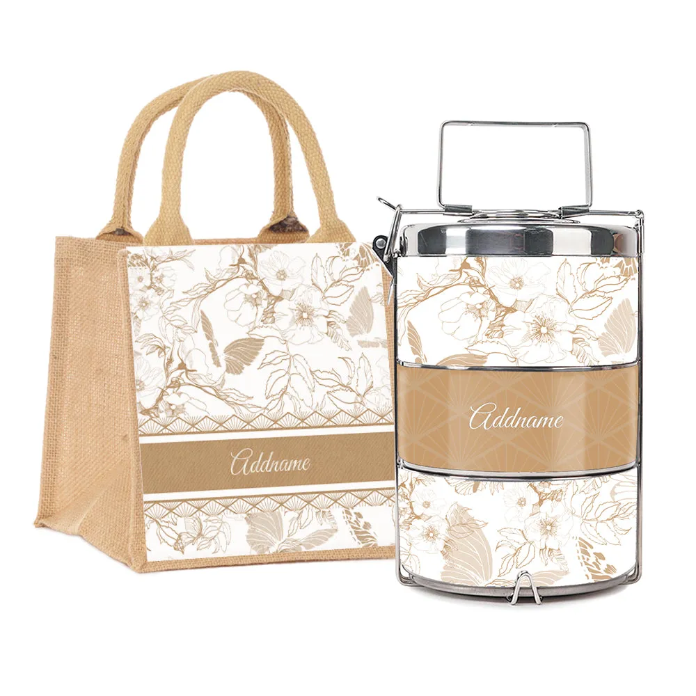 Wild Rose Artline Series 3-Tier Premium Small 11.5cm Tiffin Carrier [FREE Custom Add Name]