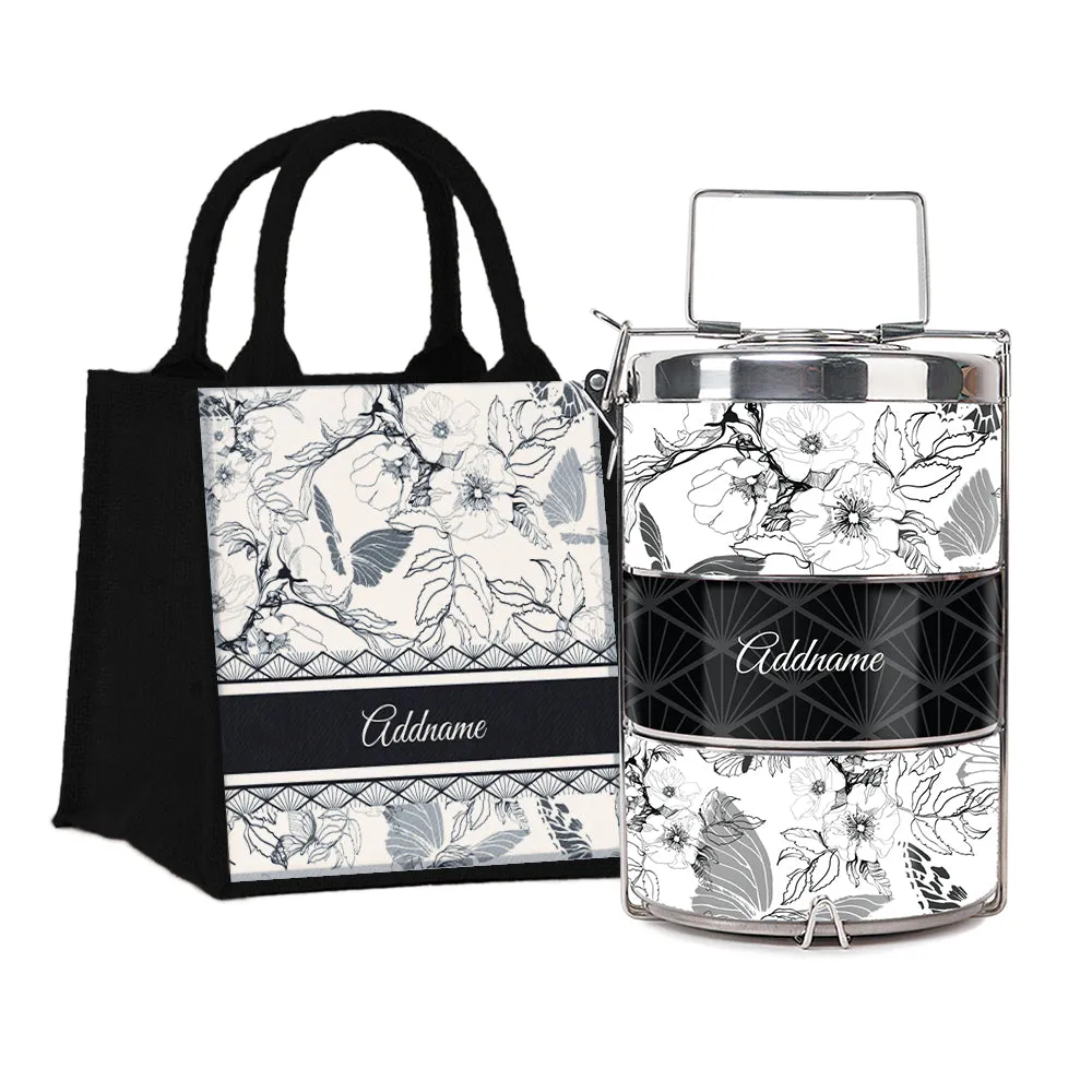 Wild Rose Artline Series 3-Tier Premium Small 11.5cm Tiffin Carrier [FREE Custom Add Name]