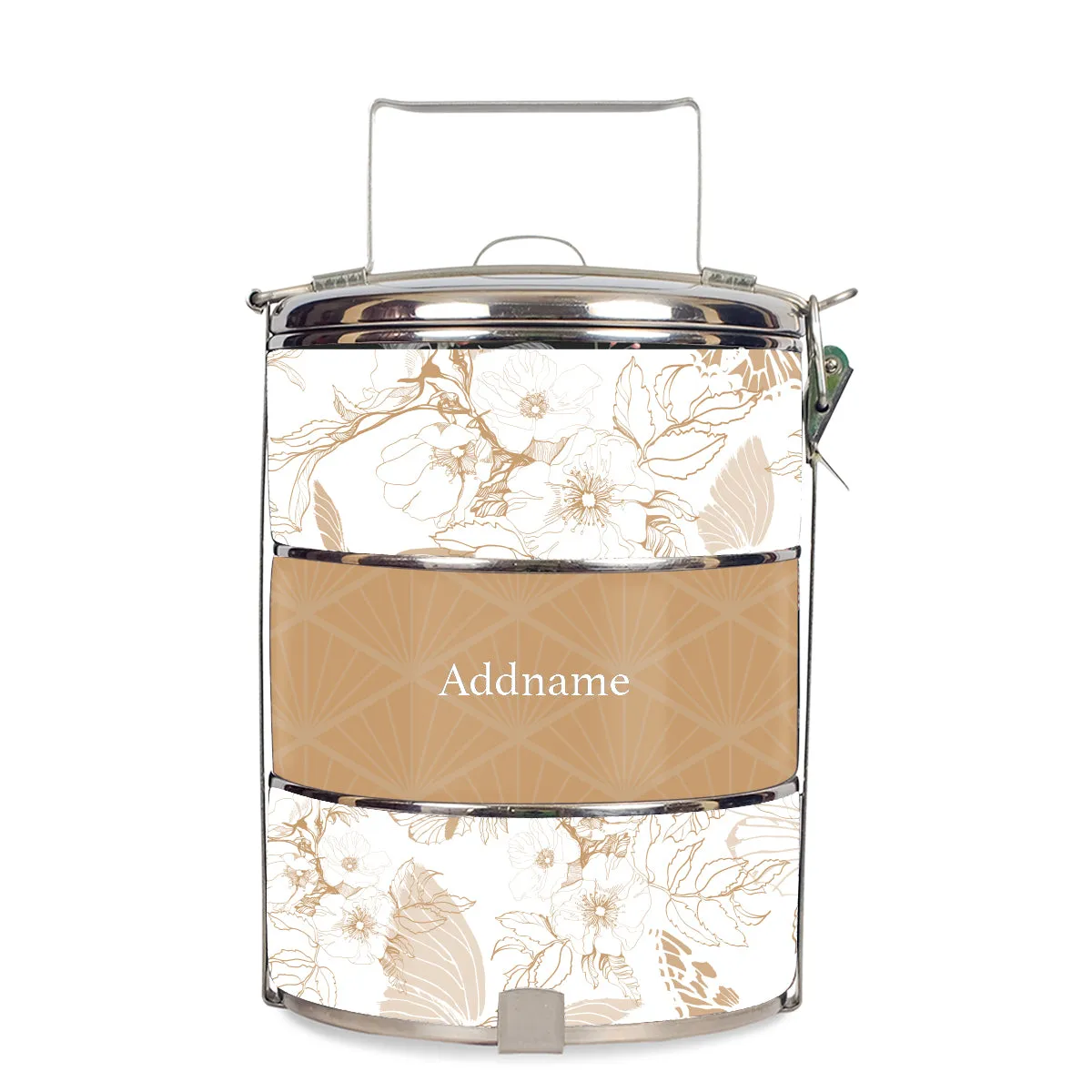 Wild Rose Artline Series 3-Tier Standard Small 12cm Tiffin Carrier [FREE Custom Add Name]