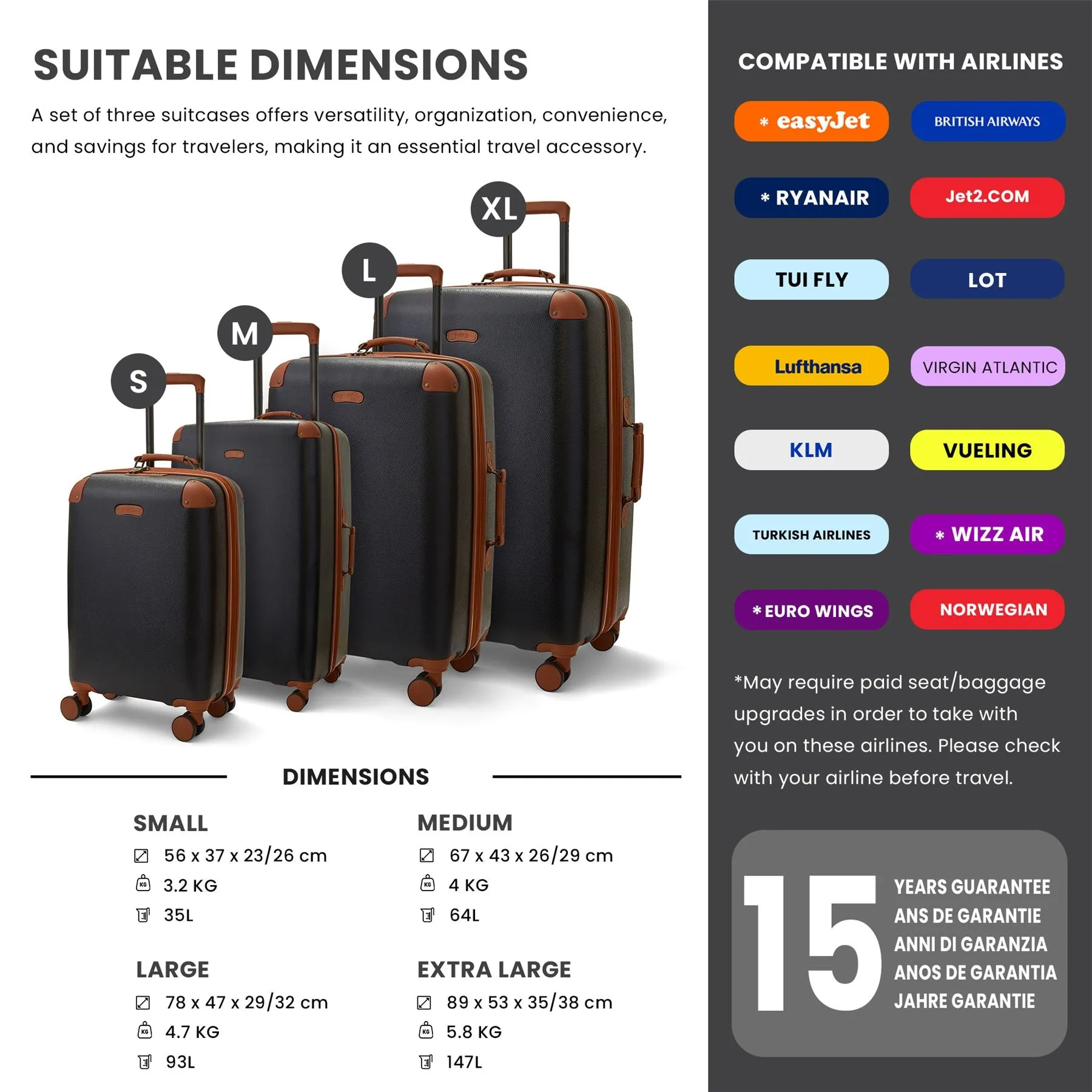 X-Large Luggage Suitcase Travel Bag Check in Lightweight Expandable Hard-Shell 4 Spinner Wheels Trolley