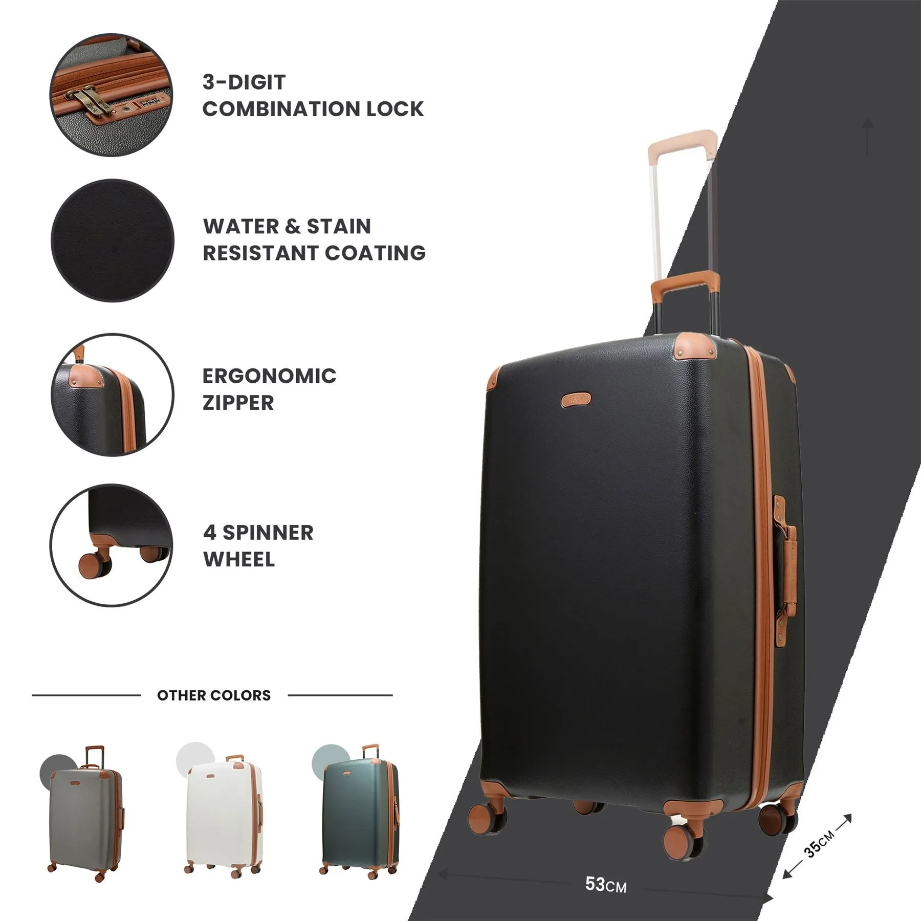 X-Large Luggage Suitcase Travel Bag Check in Lightweight Expandable Hard-Shell 4 Spinner Wheels Trolley