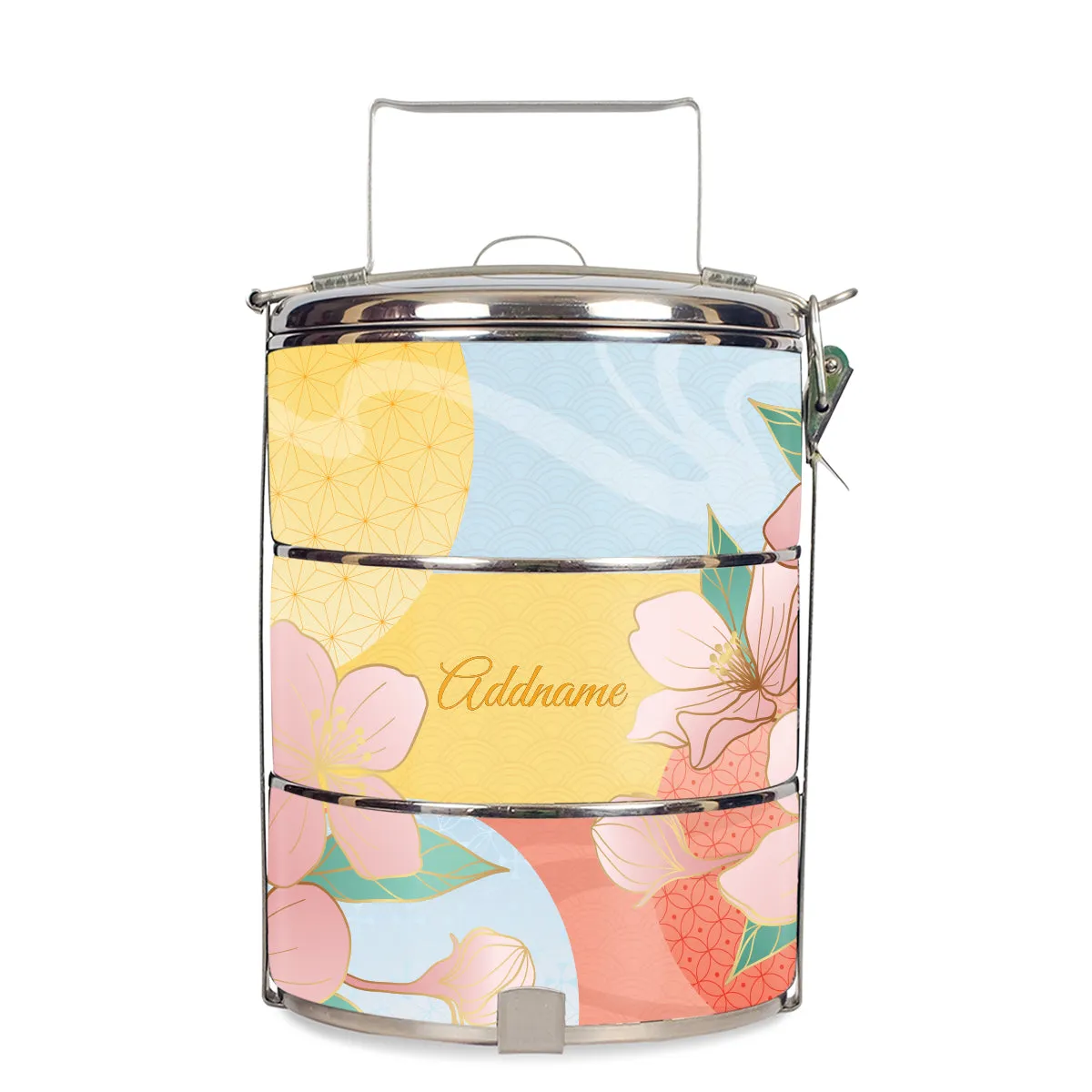 Zen Blossom Oriental Series 3-Tier Standard Small 12cm Tiffin Carrier [FREE Custom Add Name]