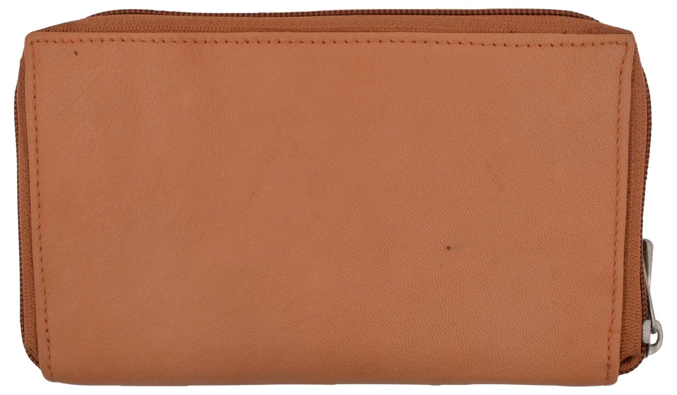 Zip Around Genuine Leather Tan Checkbook Credit Card ID Holder Ladies Wallet