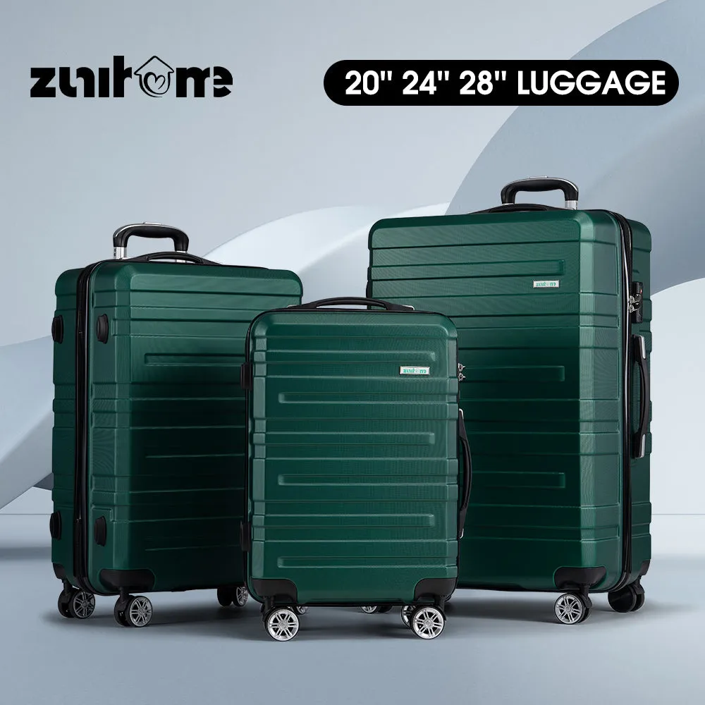 ZUNI 3PCS Luggage Suitcase Trolley Set Travel TSA Lock Storage Hard Case Green